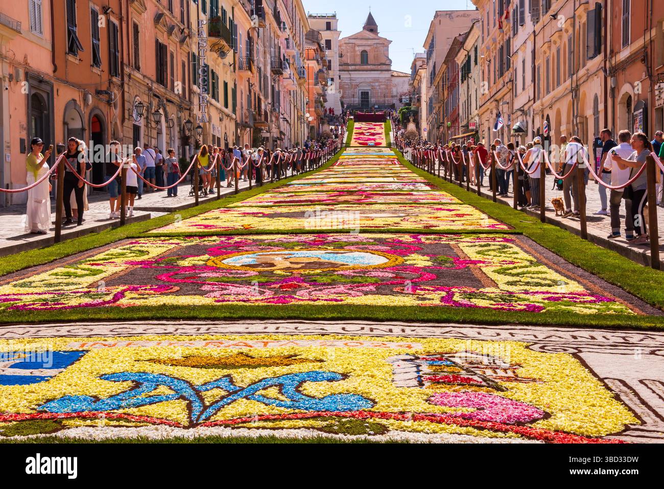 06-16-24, Genzano, Italy. Infiorata - flower petals carpet, images made with flowers Stock Photo