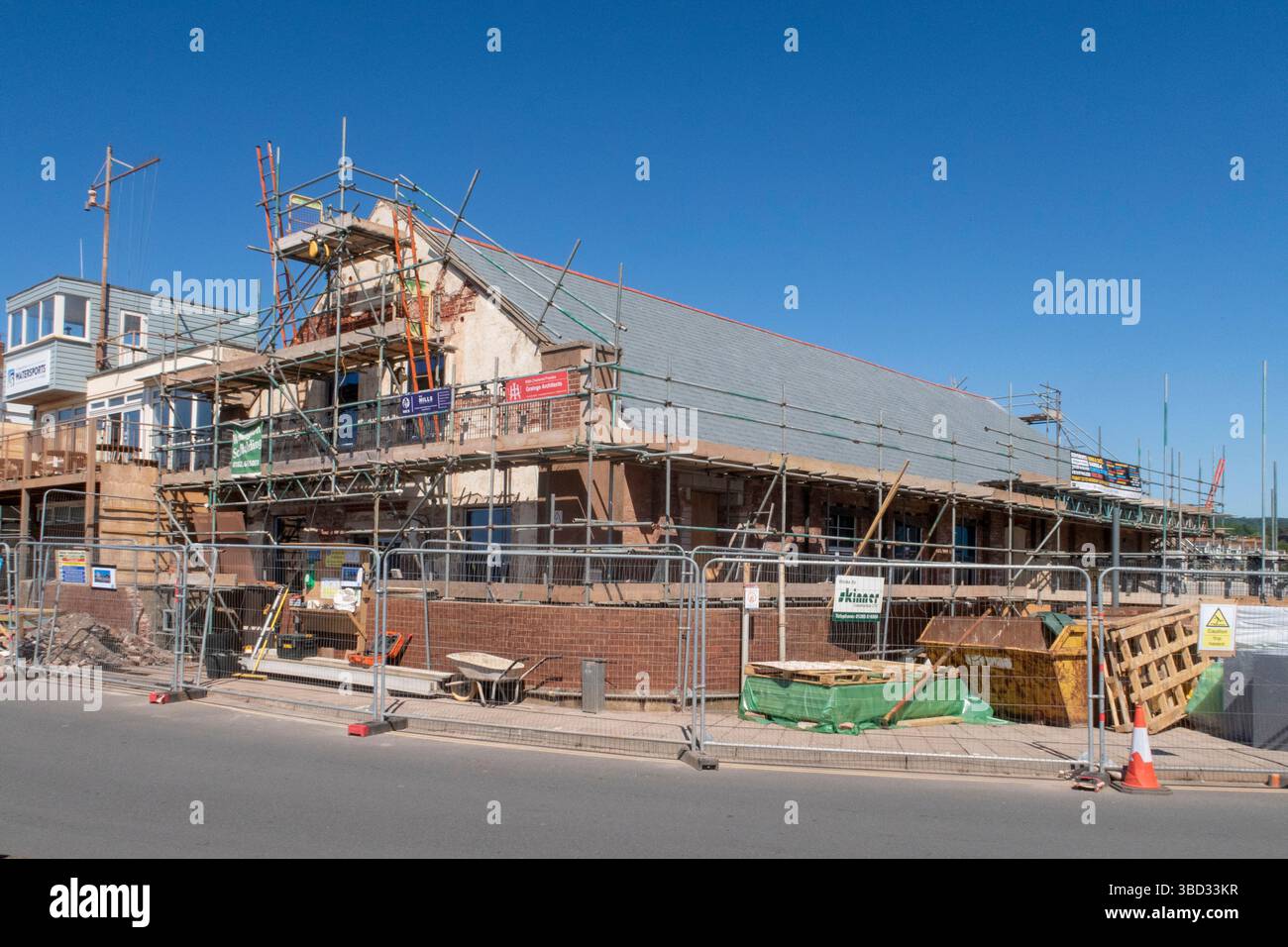 A new Rockfish restaurant will soon emerge from the redevelopment of the old drill hall on Sidmouth Esplanade Stock Photo