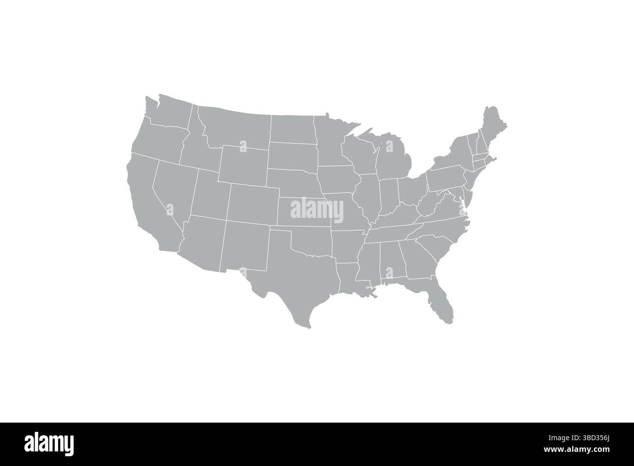 USA map with states isolated on a white background. United States of ...