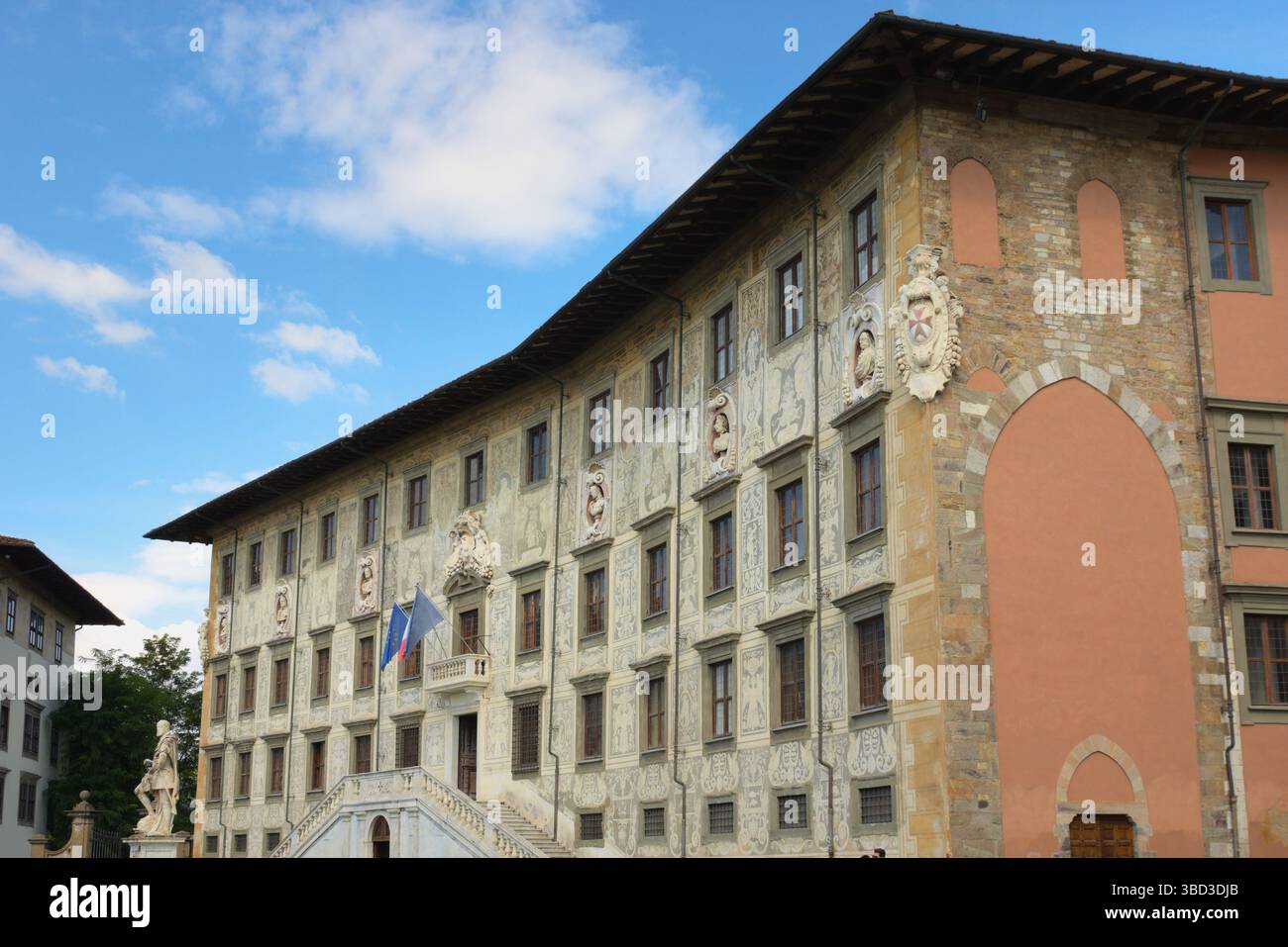 The historic building Palazzo Carovana in Pisa, Tuscany, Italy. It is one of the seats of the famous Italian University known as Normale di Pisa. Stock Photo
