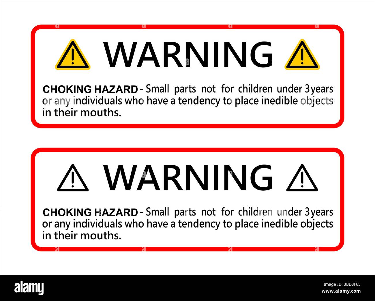 Warning choking hazard small parts hi-res stock photography