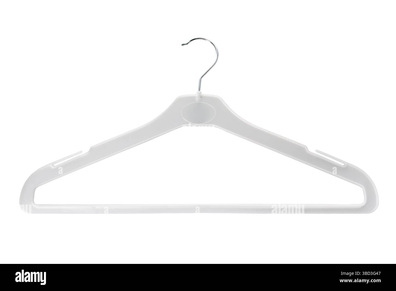 Empty plastic cloth hanger isolated on white with clipping path included Stock Photo