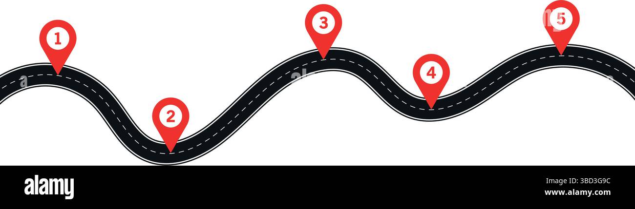 Curves road isolated vector illustration on transparent background Stock Vector