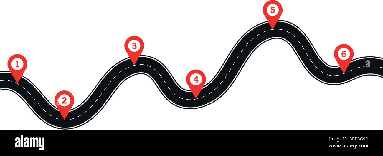 Curves road isolated vector illustration on transparent background Stock Vector