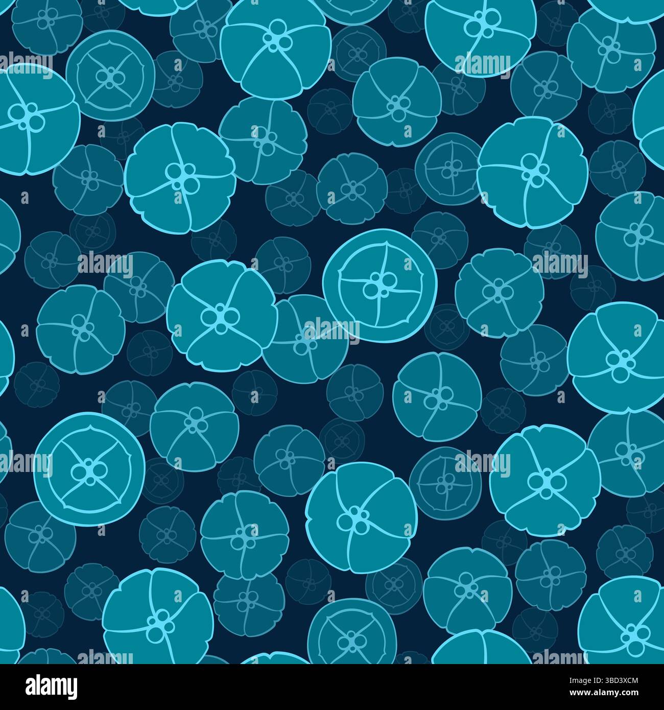 Seamless pattern with jellyfish in the water. Vector marine background. Stock Vector