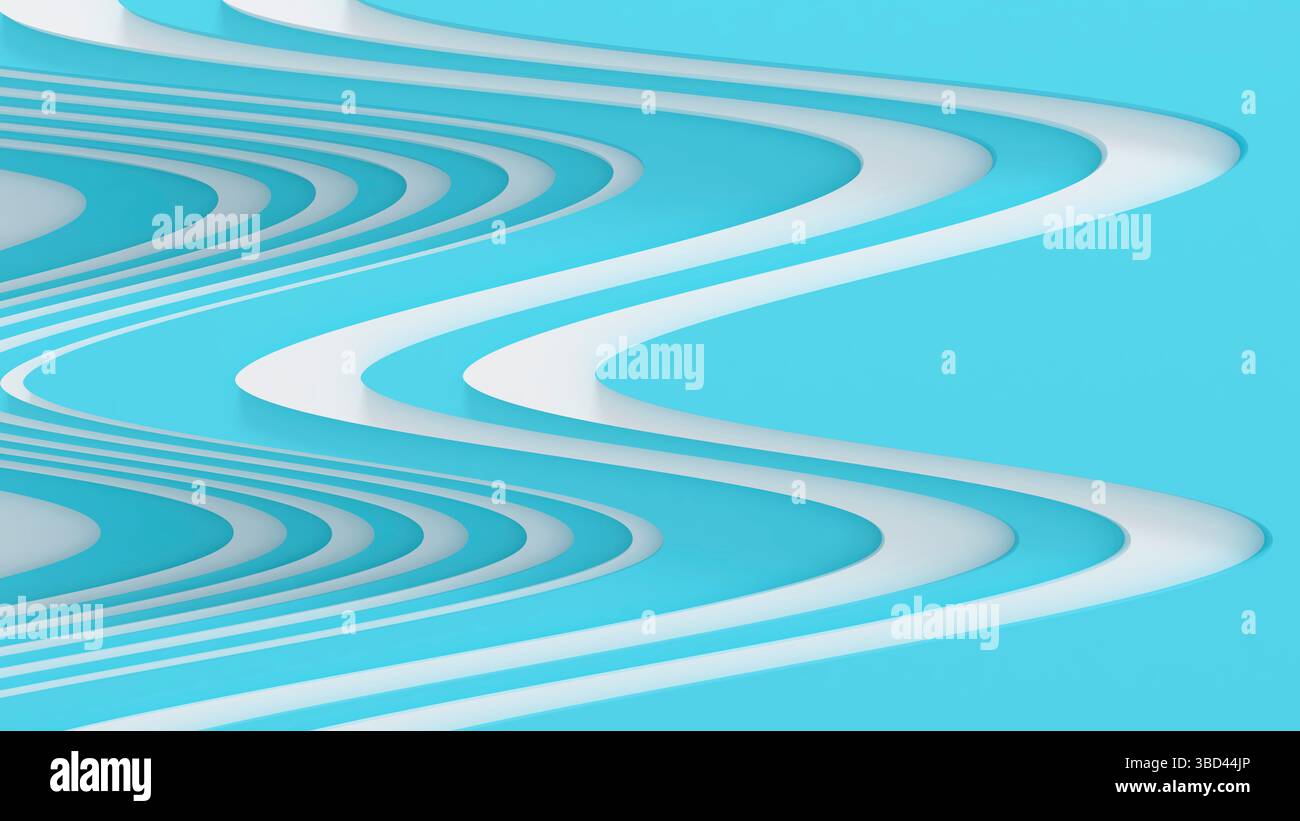 3d abstract lines background blue and white layer waves. 3d render ...