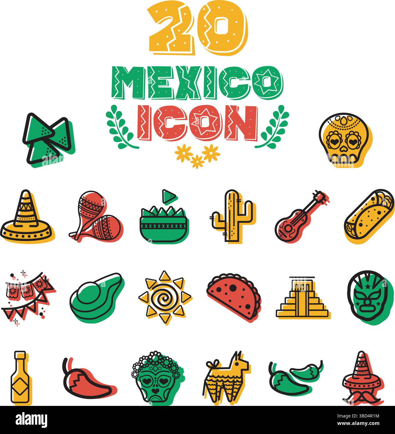 Mexican Culture Icons Set. Vector Stock Vector Image & Art - Alamy