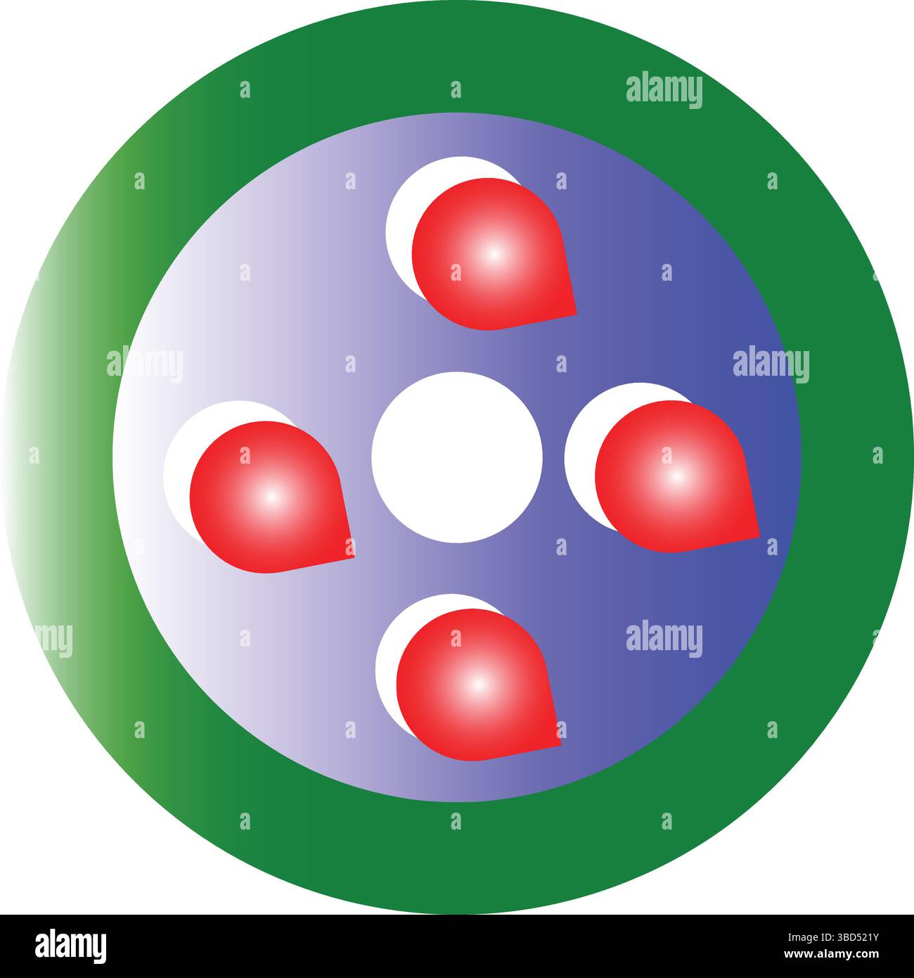 Abstract Circular Vector, Green Border with Red Drops, Modern Artistic Digital Pattern Stock Vector