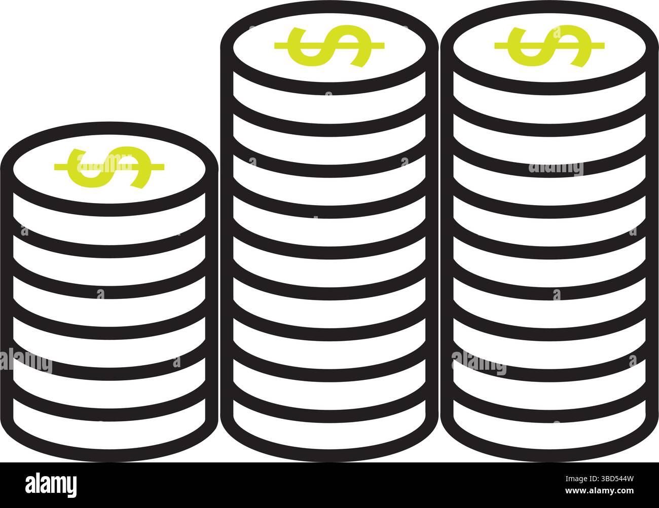 Three coin towers view. Vector illustration Stock Vector