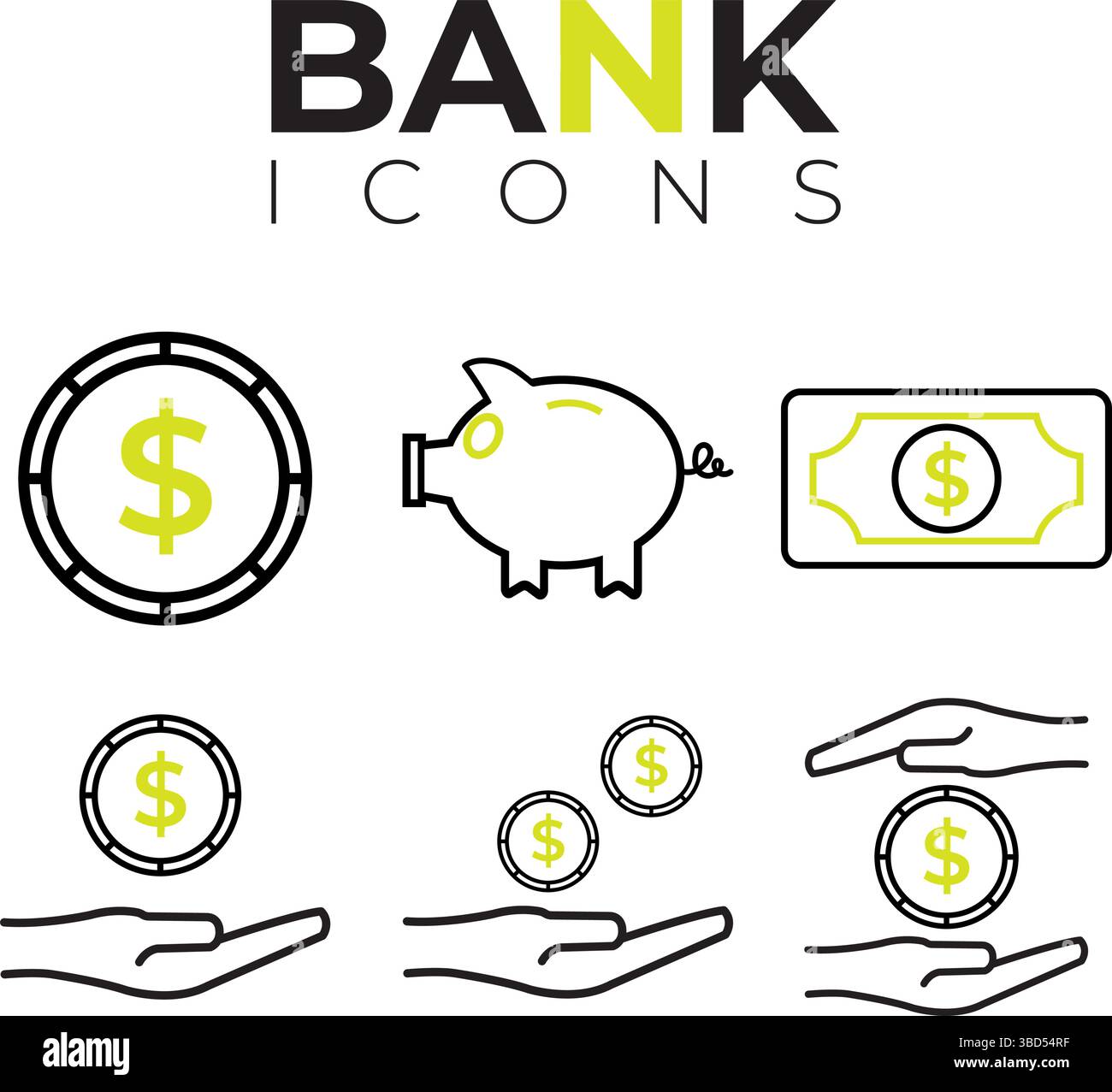 Yellow outlined bank icons. Vector Stock Vector Image & Art - Alamy