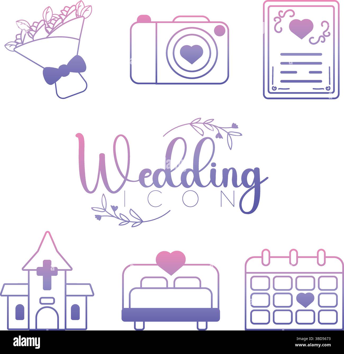 Pastel wedding elements. Vector Stock Vector