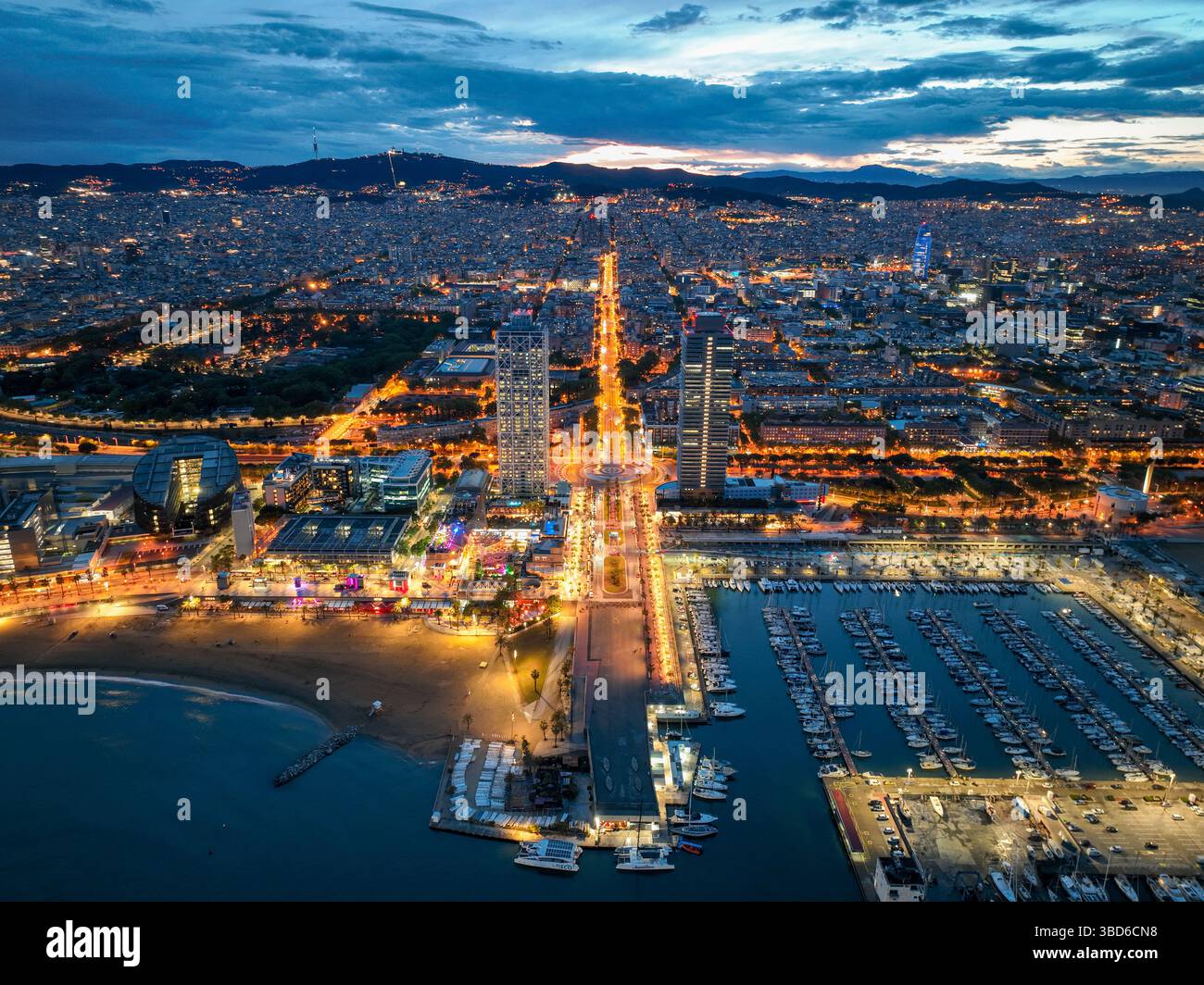 Barcelona beach city with architecture and vibrant nightlife