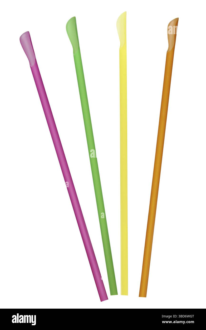 Colorful straws for beverage isolated on a white background Stock Photo