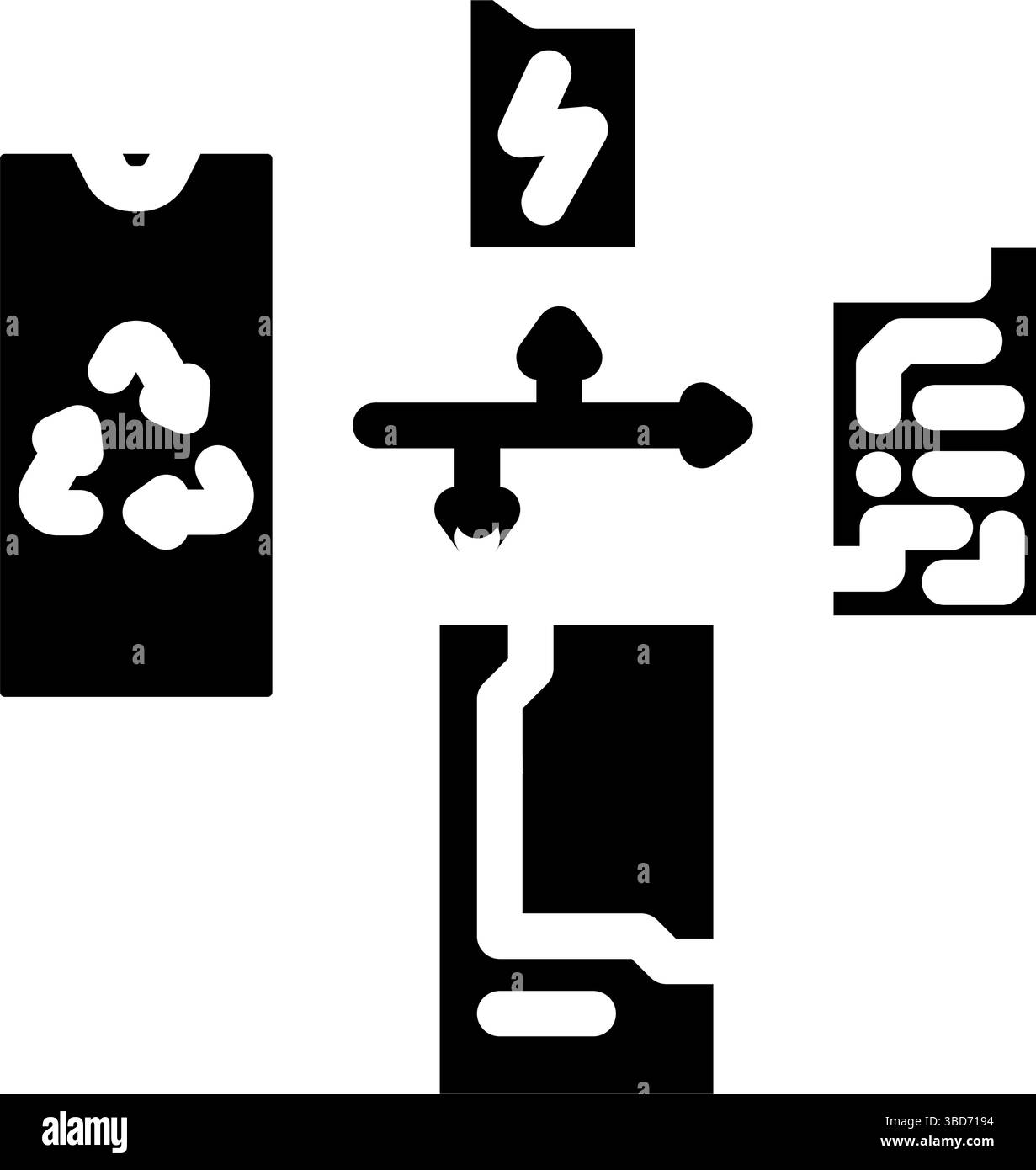 recycling process e waste pollution glyph icon vector illustration ...
