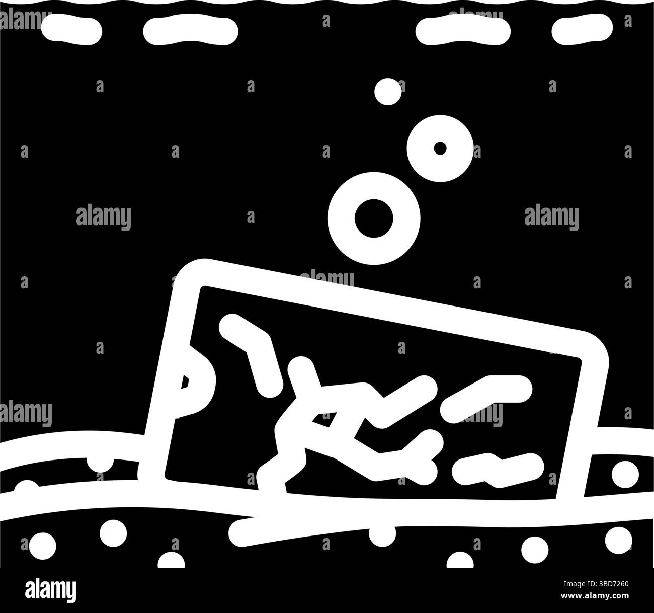electronic ocean water e waste pollution glyph icon vector illustration ...