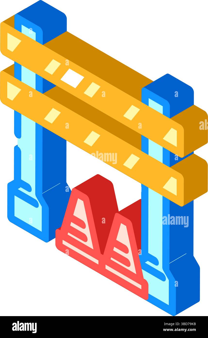construction zone highway road isometric icon vector illustration Stock ...