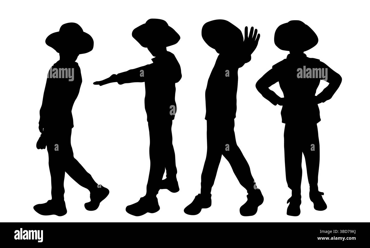 Free happy boys silhouettes Stock Vector