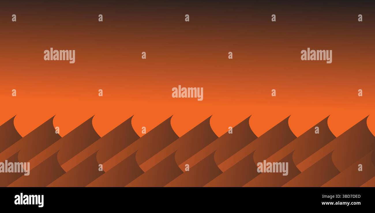 Abstract 3D orange cubes forming a geometric stepped pattern with deep shadows and contrast Stock Vector