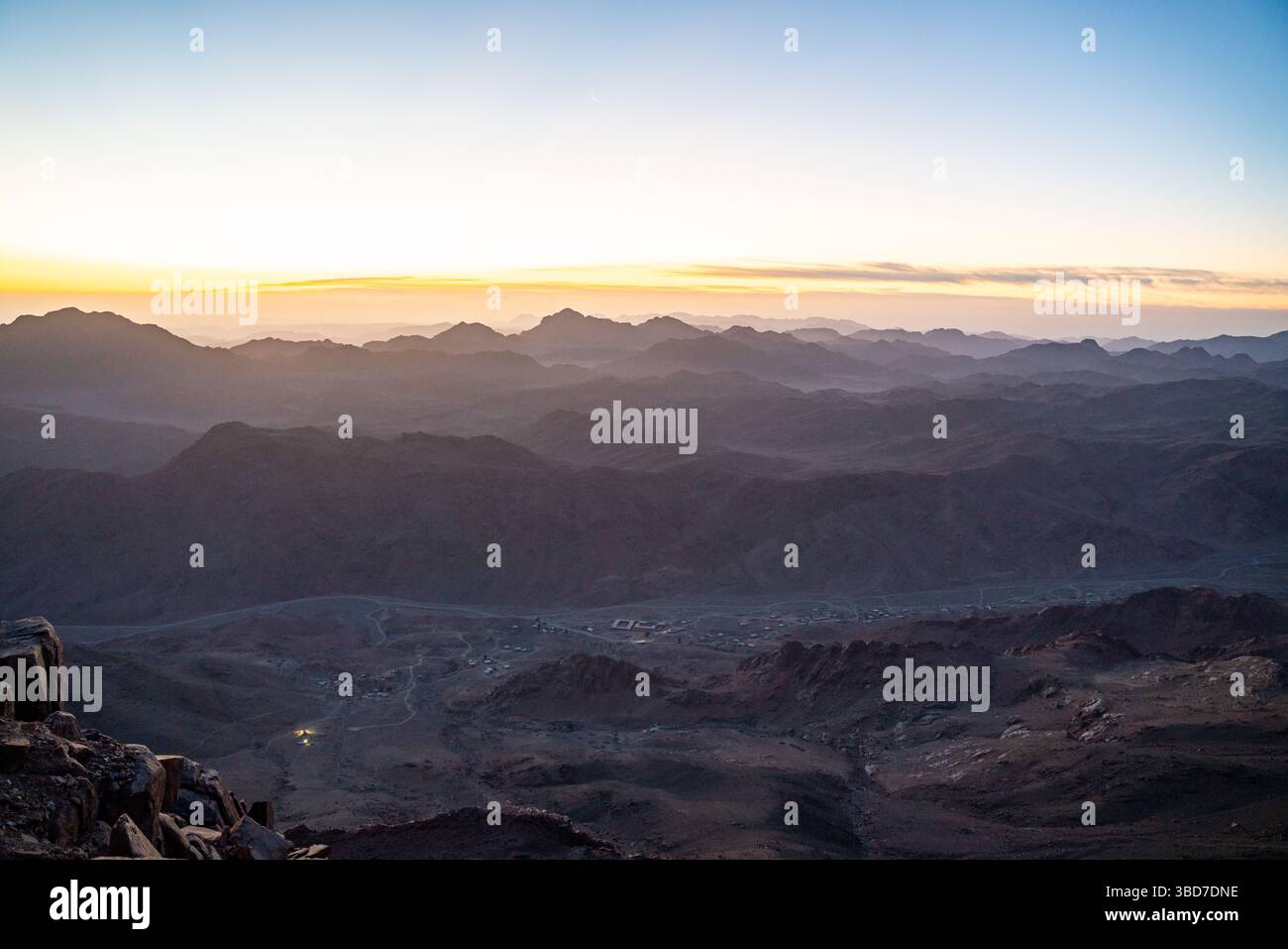 View From Mount Inari Sunrise over the Sinai desert view from mount Sinai after a long night ...