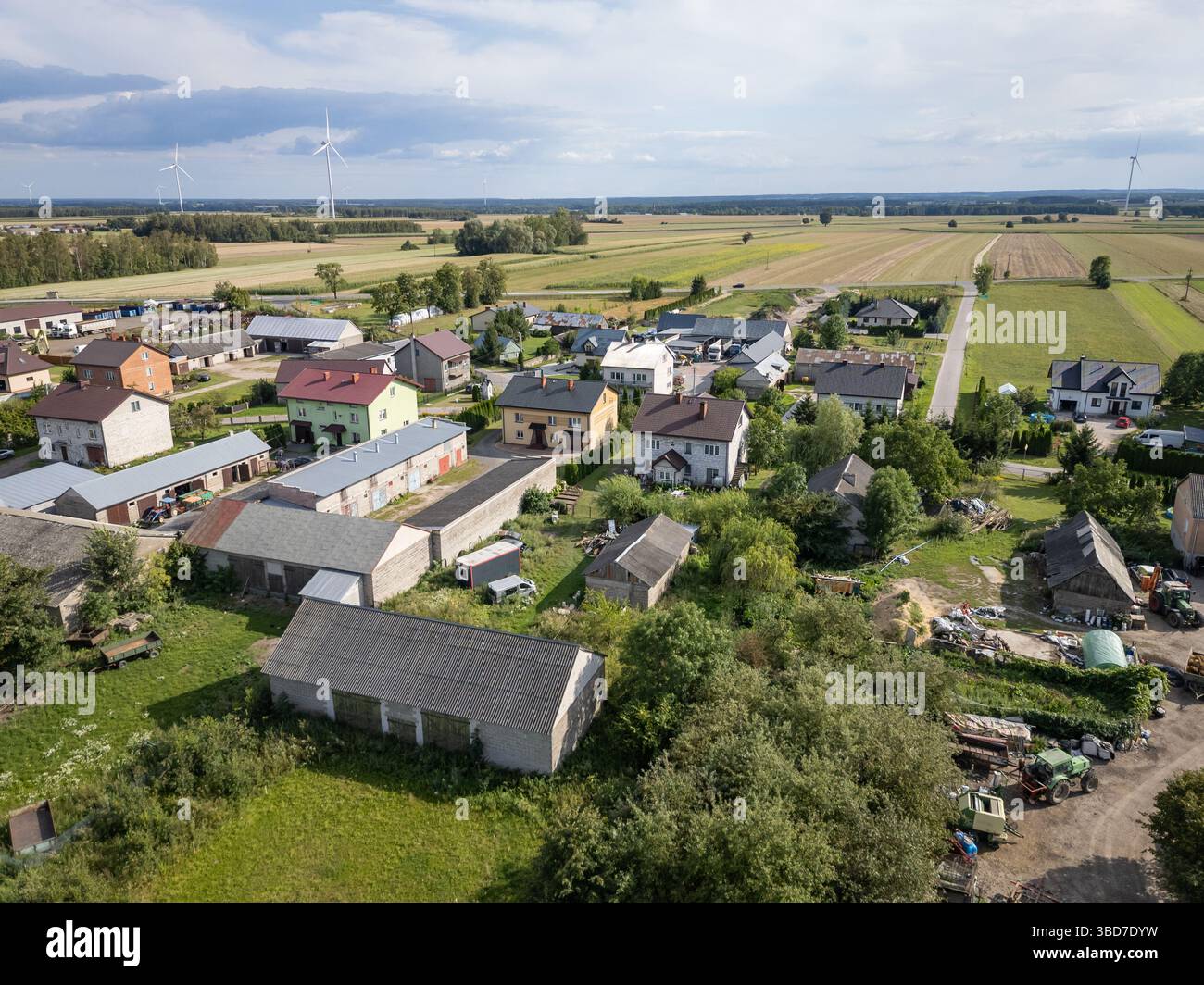 Czaple, Poland - June 24, 2024: Aerial view of Czaple village in Maowsze region of Poland Stock Photo