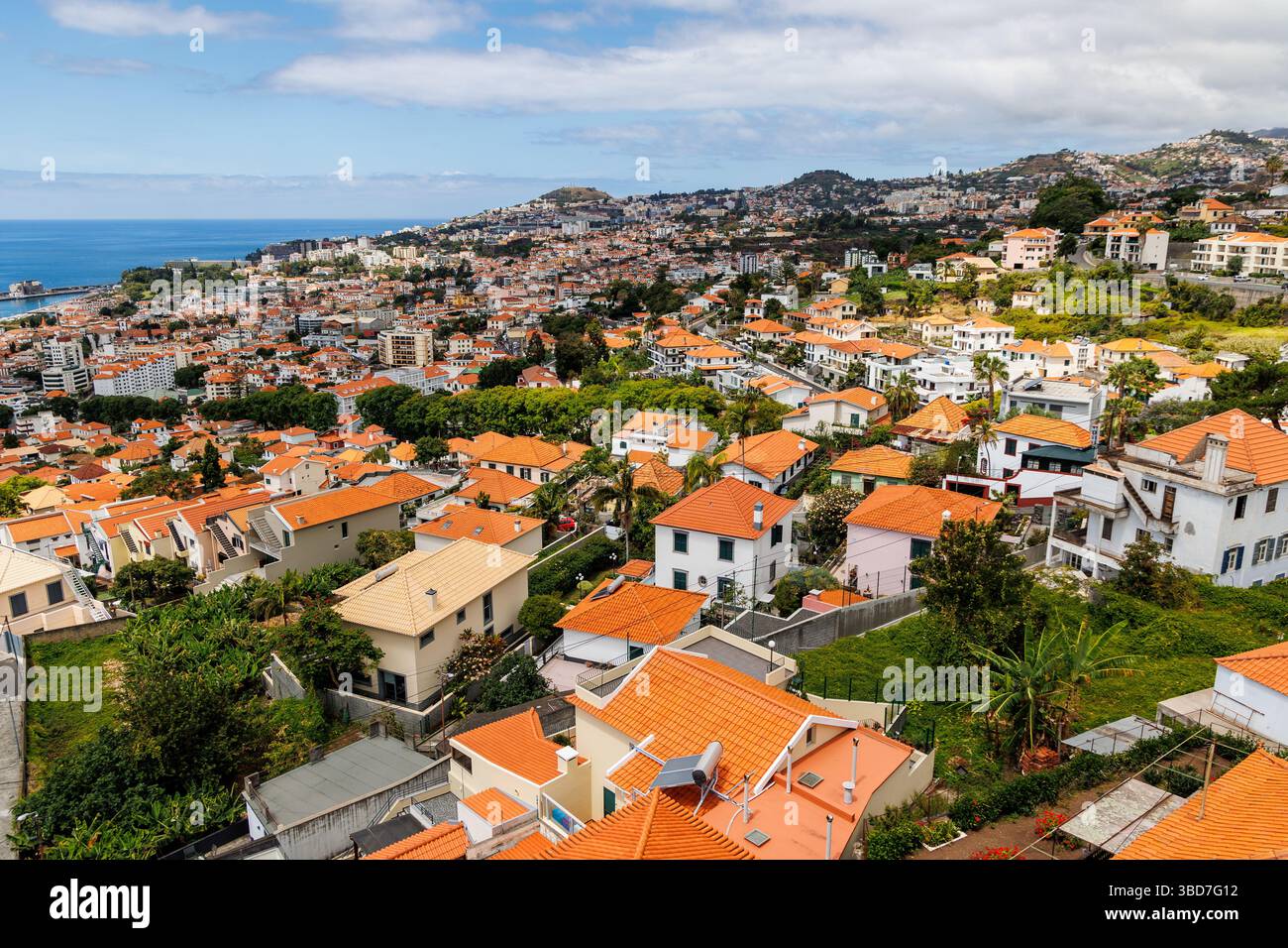 Funchal, Portugal - June 12, 2024: Aerial view of Funchal city, capital of Madeira Island Stock Photo