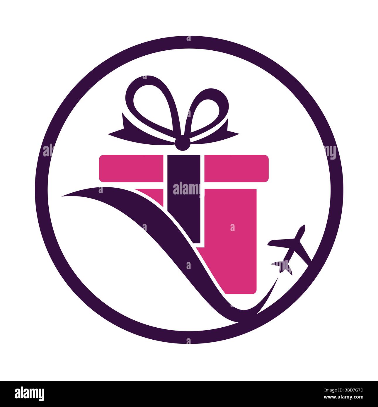 Travel gift vector logo design. Vector of gift and plane logo combination. Stock Vector