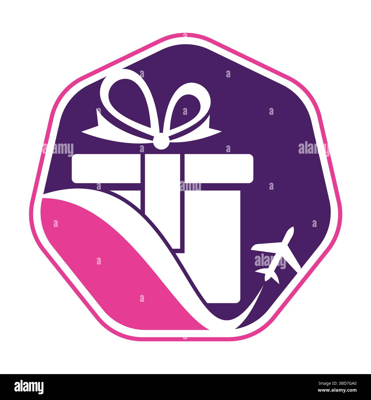 Travel gift vector logo design. Vector of gift and plane logo combination. Stock Vector
