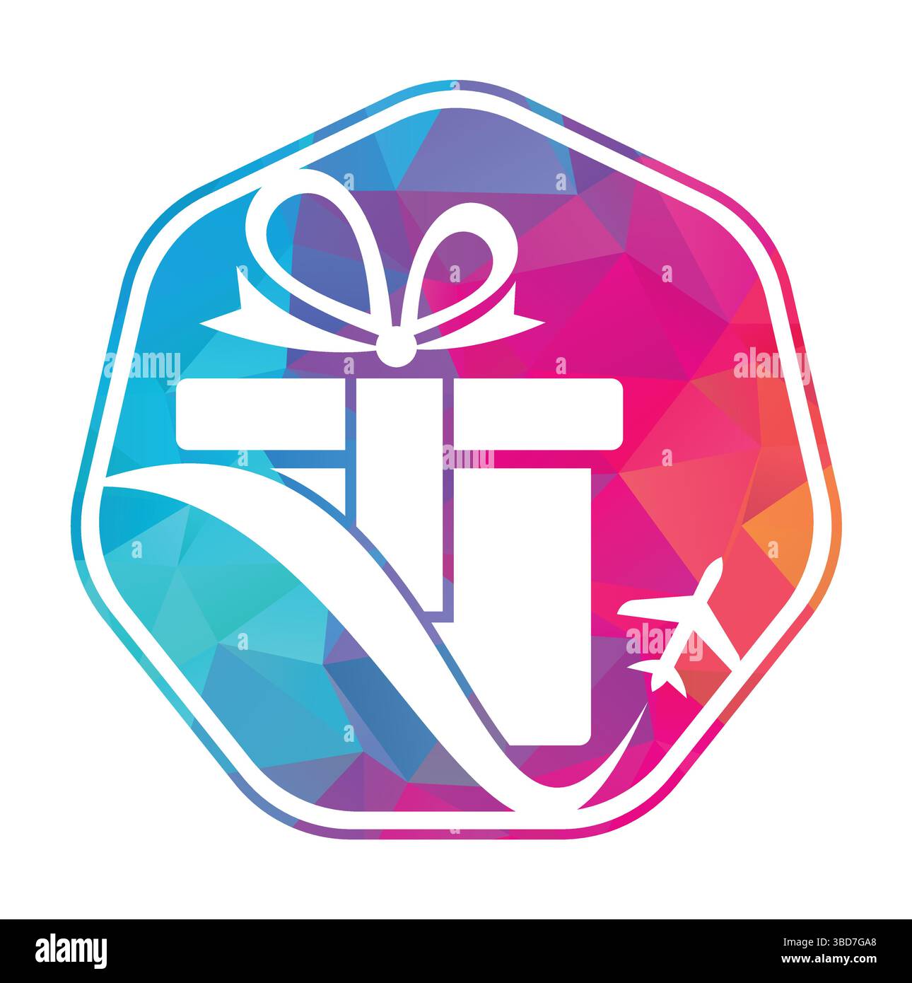 Travel gift vector logo design. Vector of gift and plane logo combination. Stock Vector