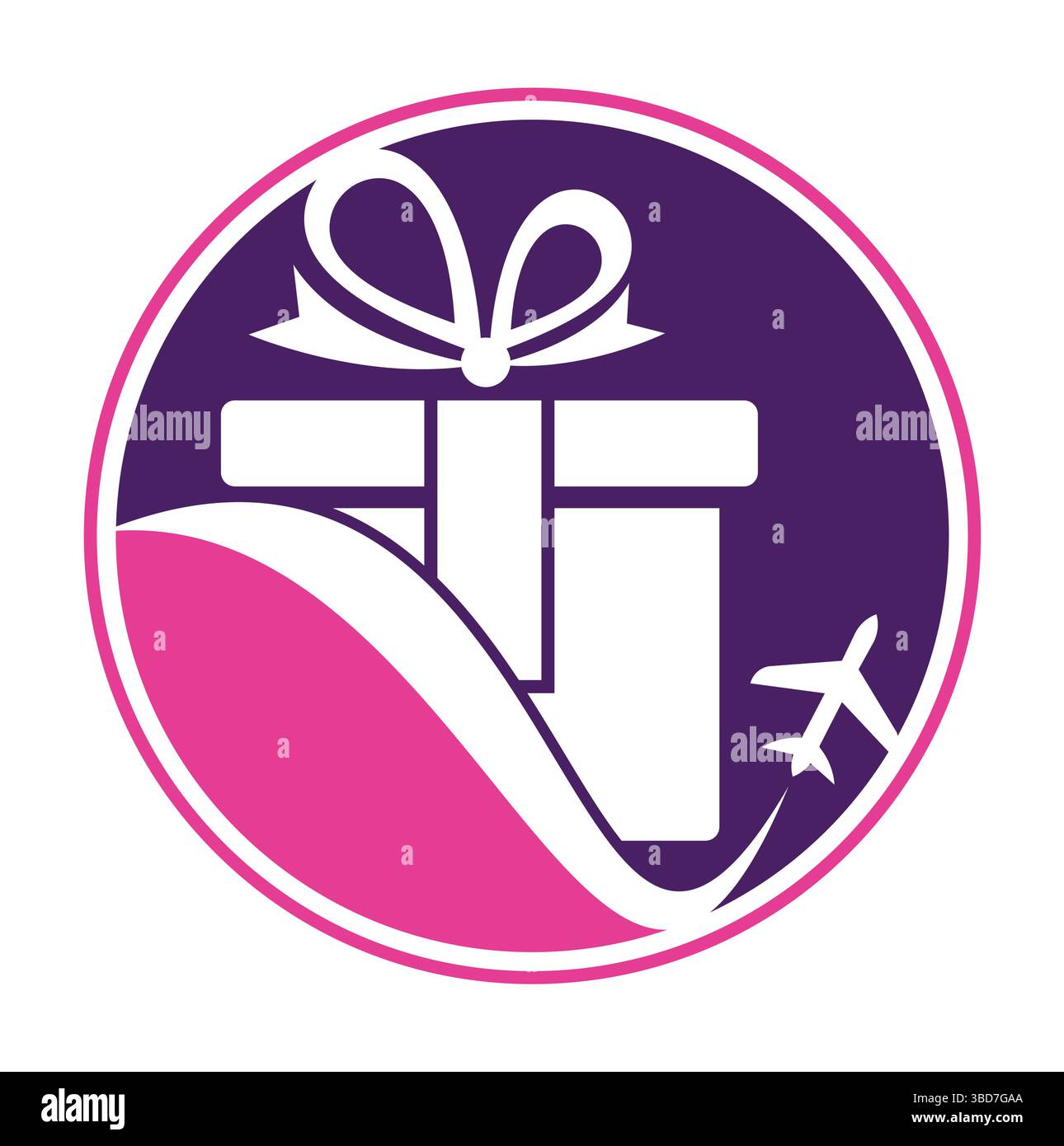 Travel gift vector logo design. Vector of gift and plane logo combination. Stock Vector