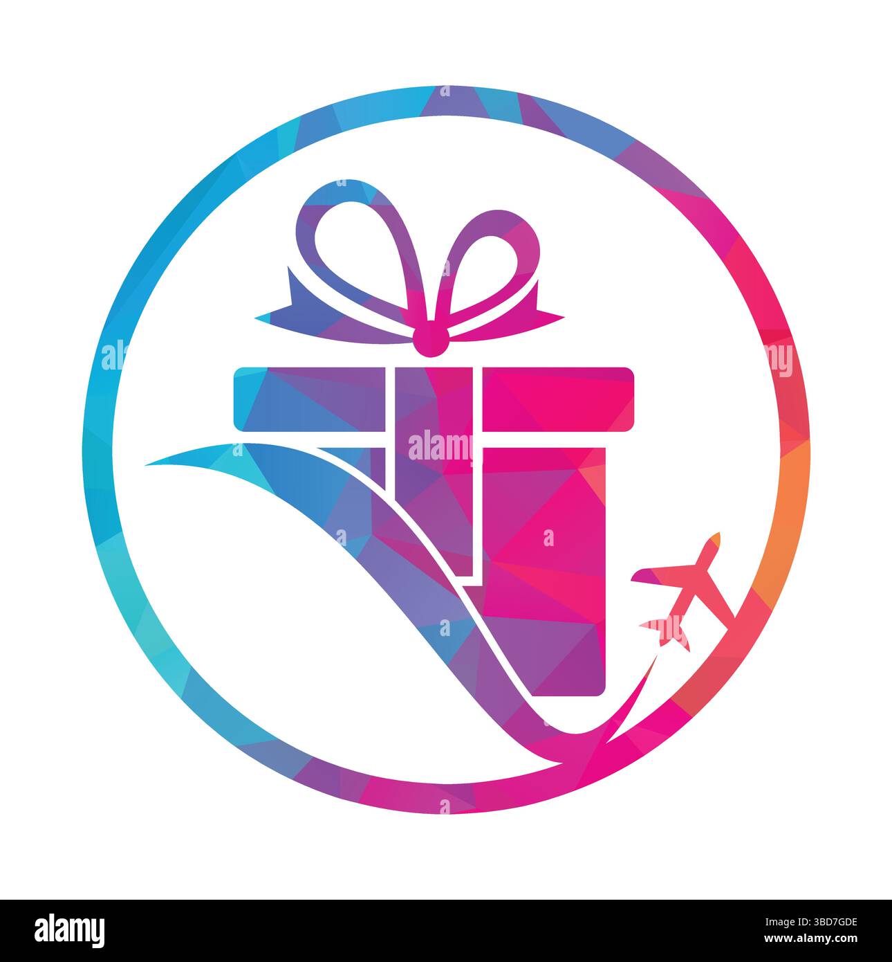 Travel gift vector logo design. Vector of gift and plane logo combination. Stock Vector