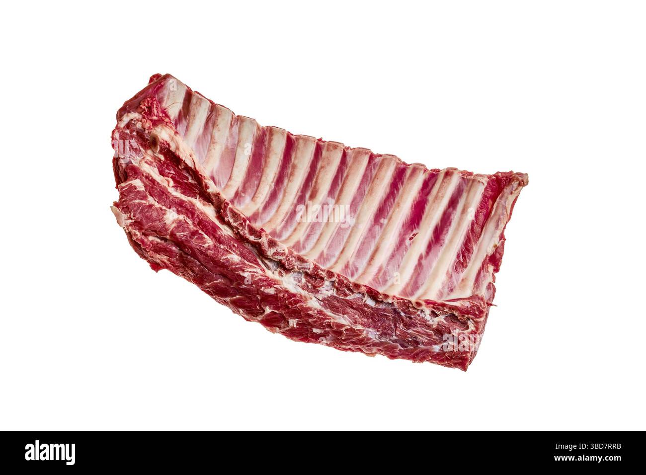 Fresh raw rack of lamb isolated on white background Stock Photo