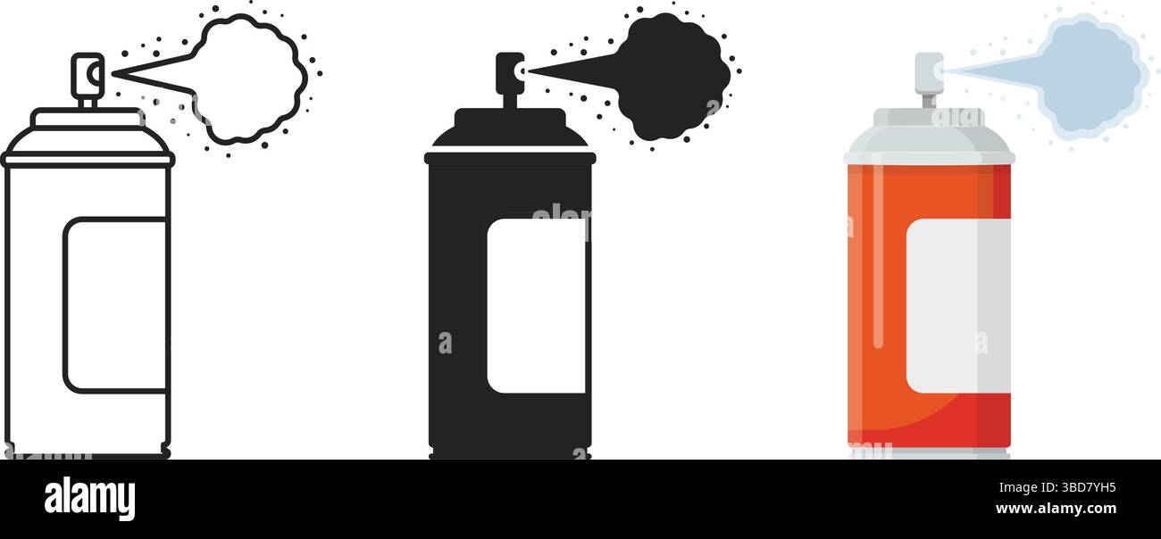 Spray can icon set collection in flat style. Aerosol bottle vector ...