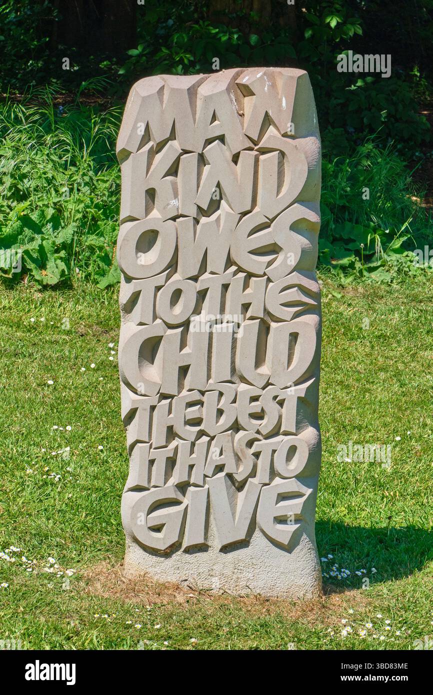 Sculpture in the Jebb Memorial Garden in Cremorne Gardens, Ellesmere, Shropshire Stock Photo