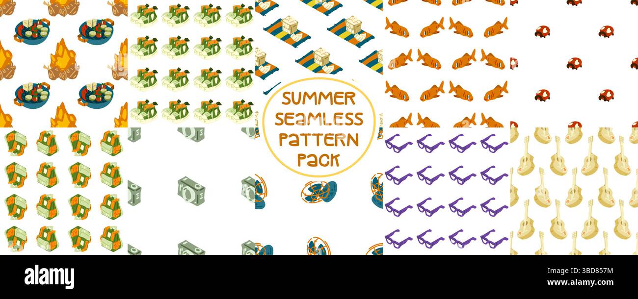 Colorful Summer Seamless Pattern Collection Stock Vector Image & Art ...
