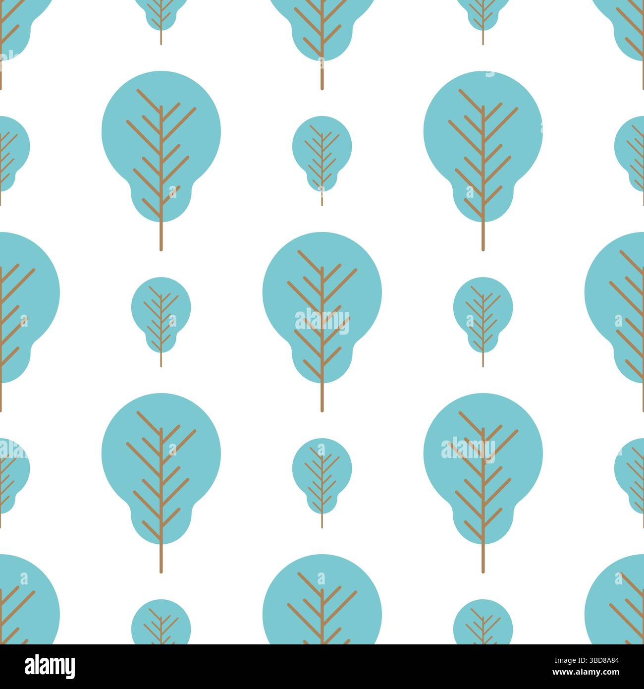 Seamless pattern with colored trees on white background. Vector illustration. Stock Vector