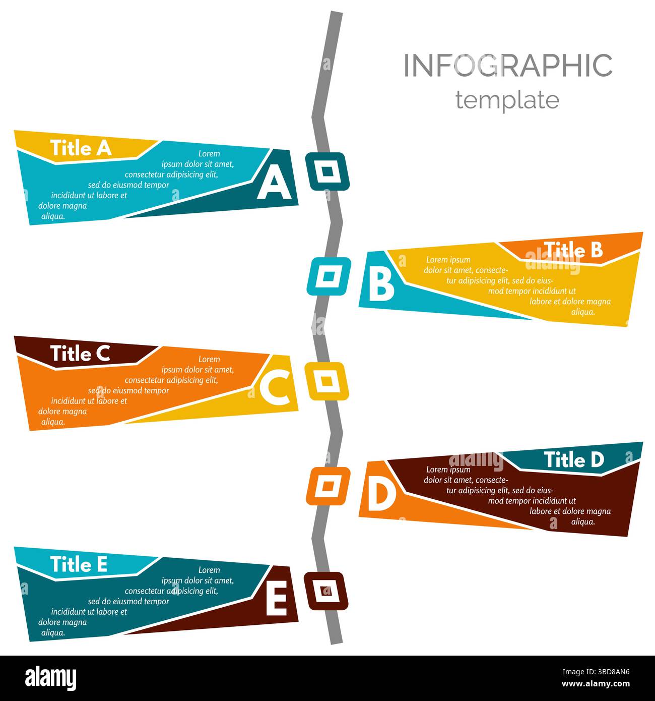 Five steps infographic design elements. Step by step infographic design template. Vector illustration Stock Vector