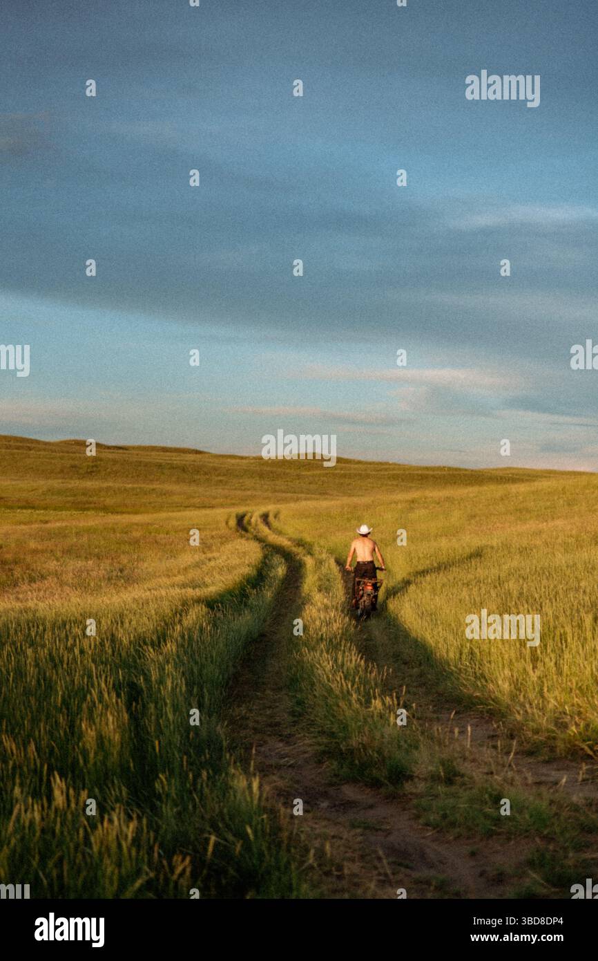 Road to Somewhere with a bike Stock Photo