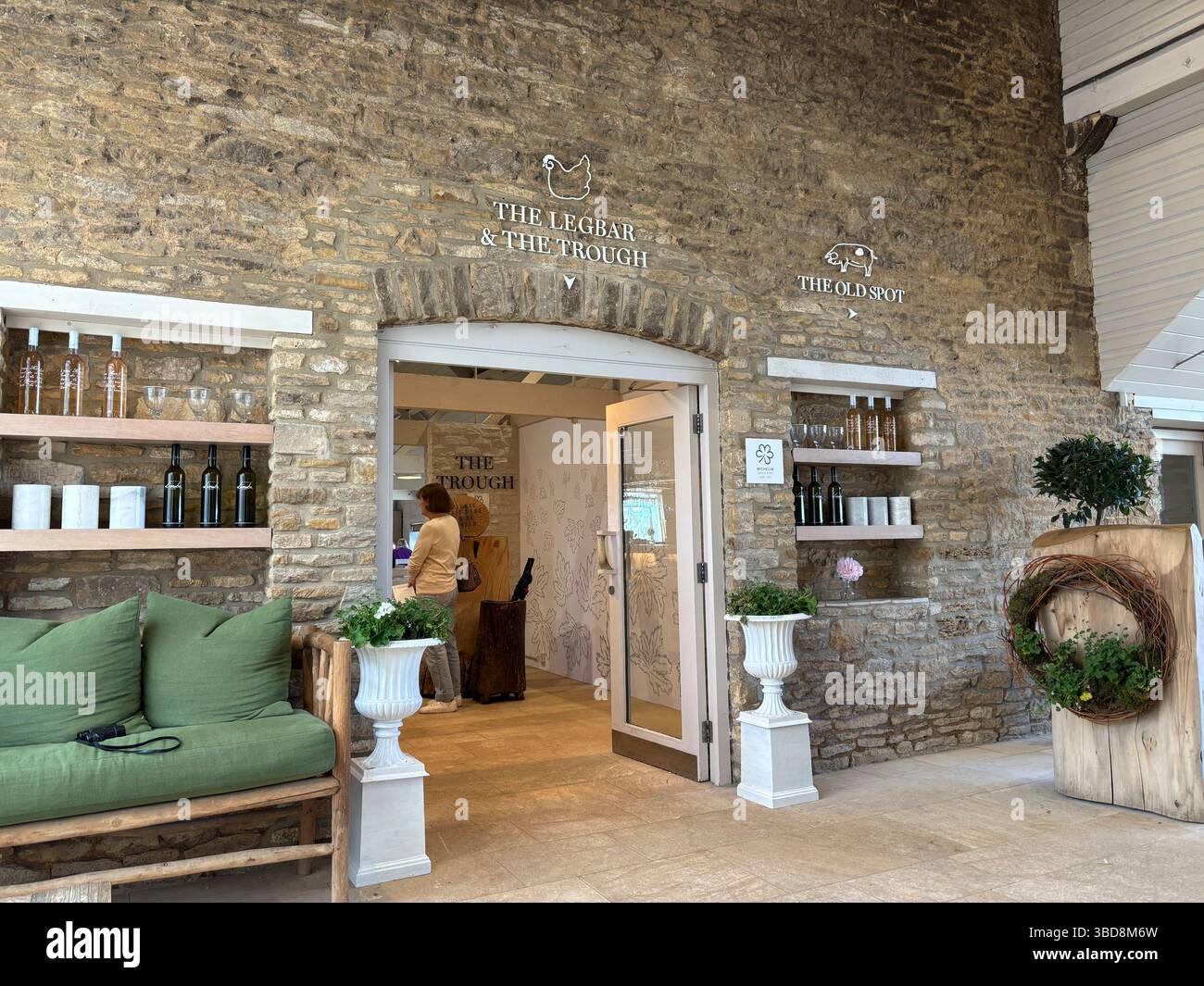 Entrance to The Legbar and The Trough at Daylesford Farm near Kingham, Gloucestershire, UK. - Smartphone Captured Stock Image
