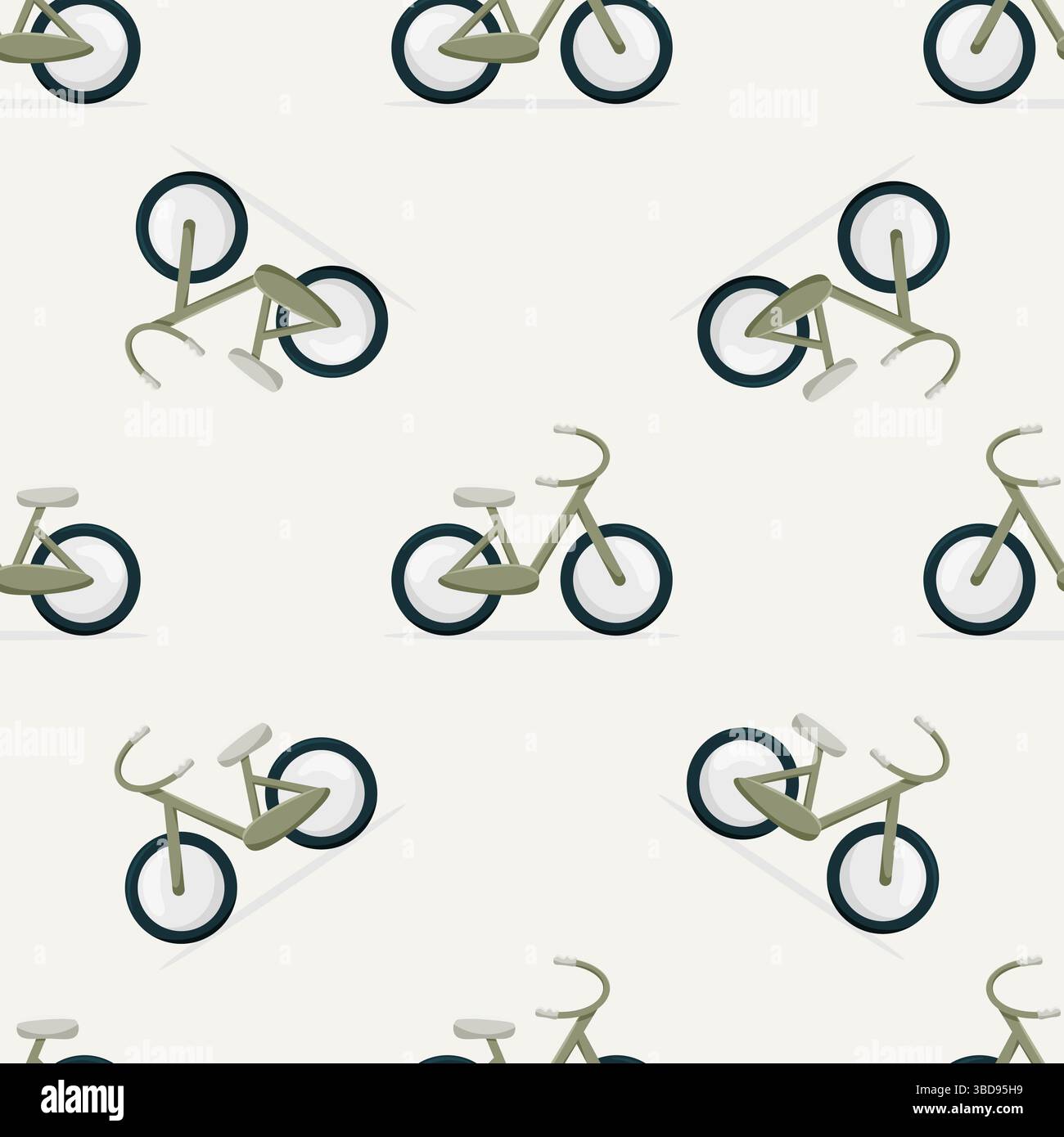 Seamless pattern with vintage bicycles on light background Stock Vector