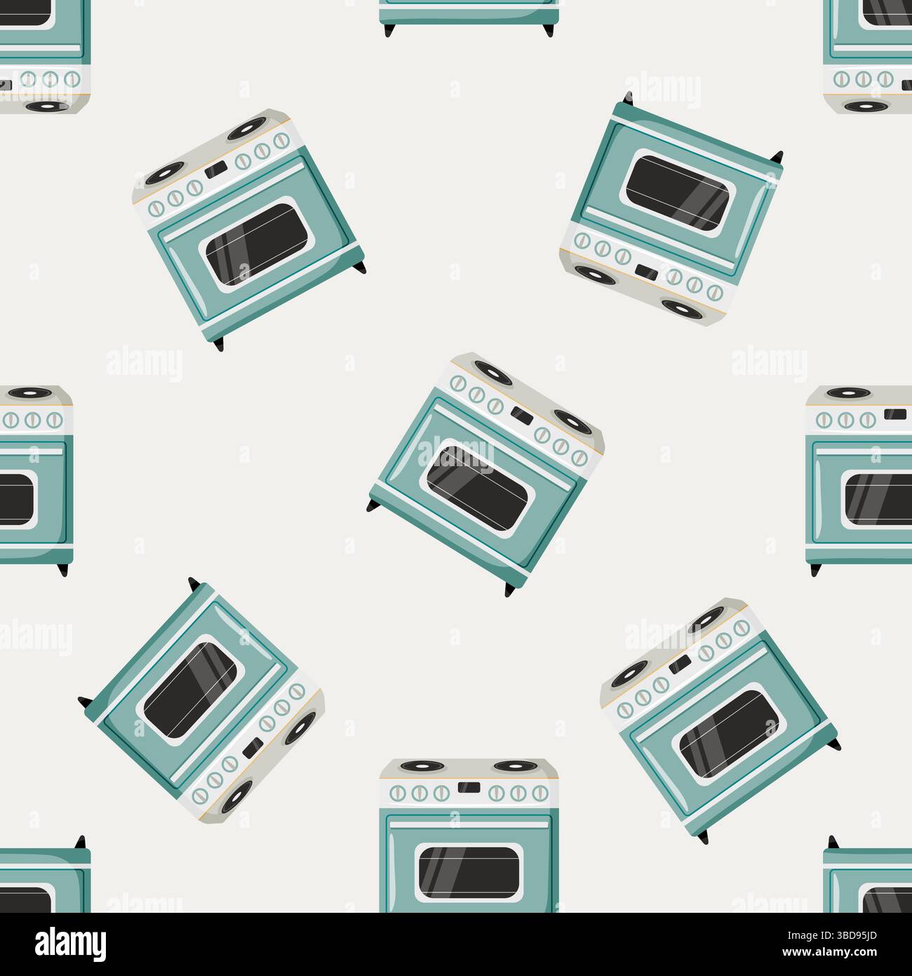 Seamless pattern with retro stoves on light background Stock Vector