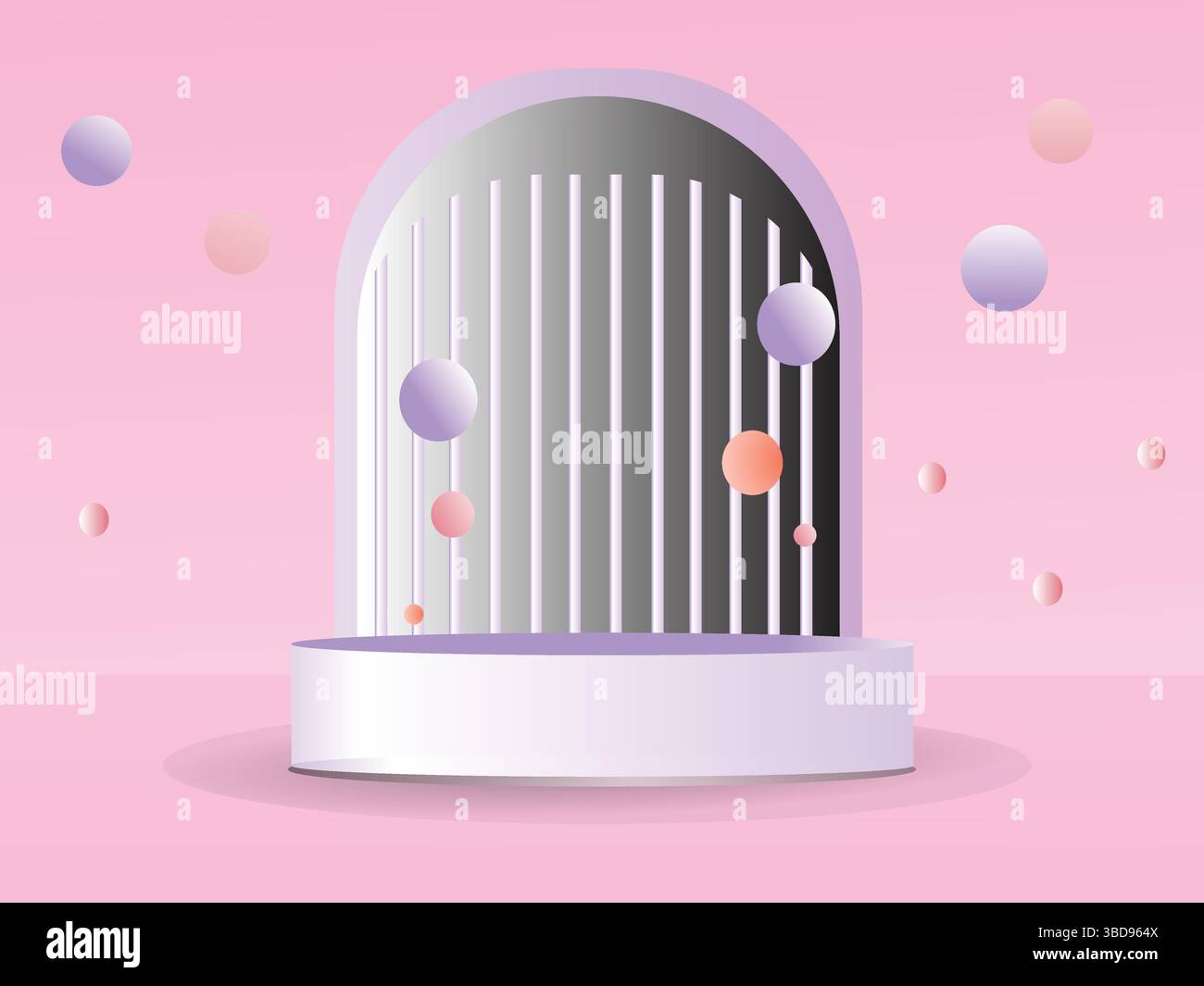 Arched Doorway Podium Display in Pink Room for product marketing Stock Vector