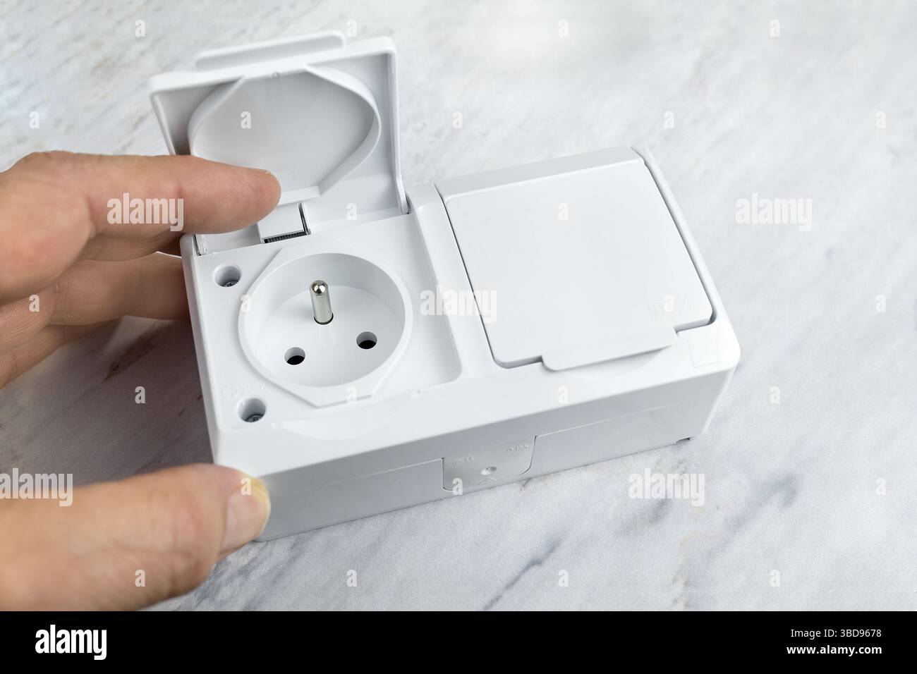 Wall Electrical European Standard Double Socket. Mount on the wall Stock Photo