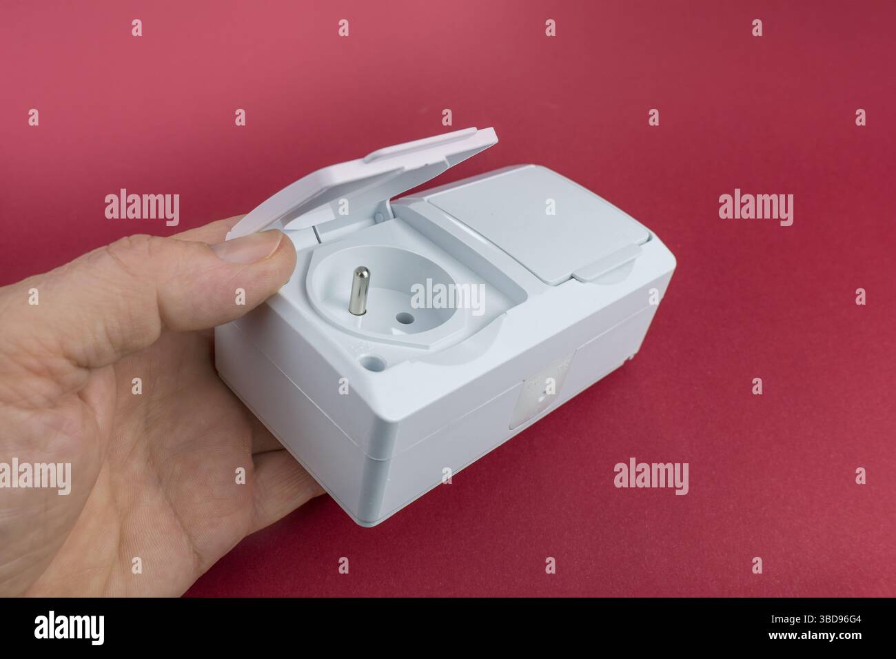Wall Electrical European Standard Double Socket. Mount on the wall Stock Photo