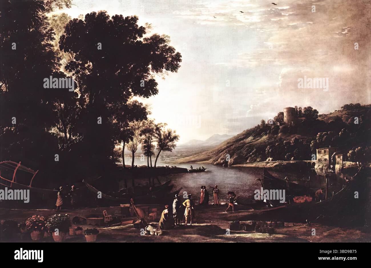 Claude Lorrain - Landscape with Merchants Stock Photo