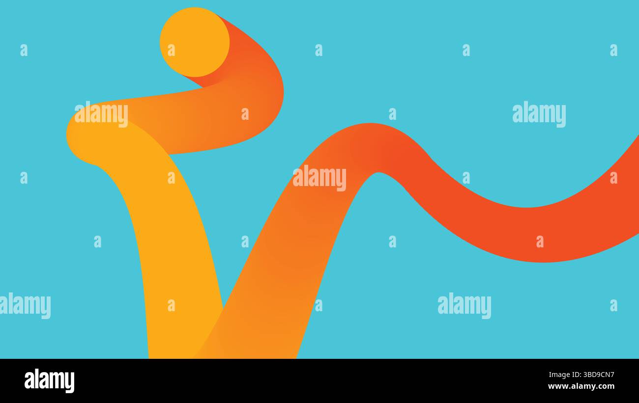 Smooth Orange Ribbon on Blue Abstract Background Stock Vector Image ...