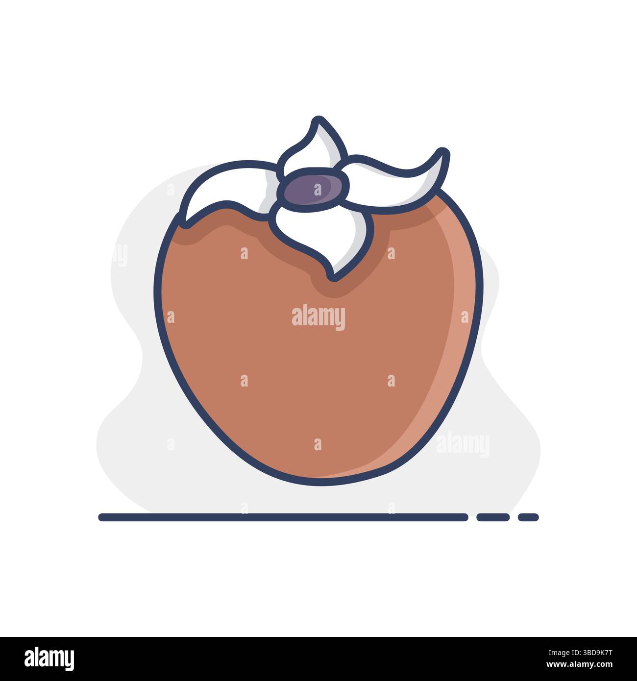 Persimmon, kaki or sharon fruit vector icon. Graph symbol for food and ...