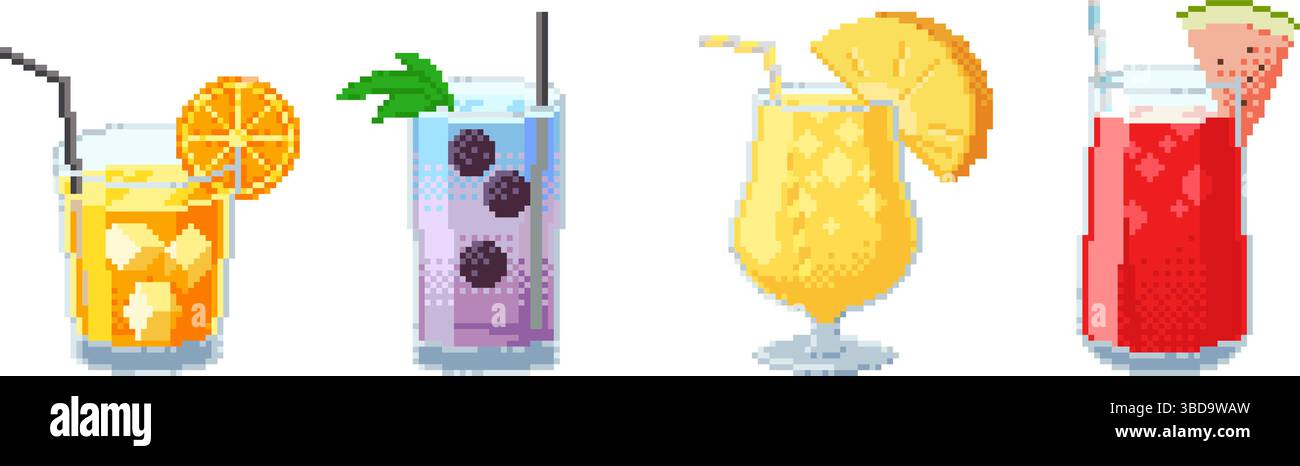 Tropical_Pixel_Drink : Pixel Art Coconut Drink with Blue Bird – PXXN
