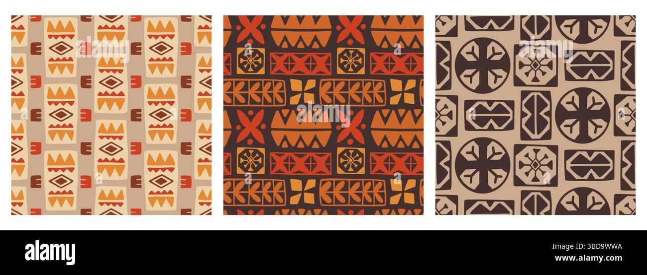 Polynesian Hawaiian Tapa Seamless Patterns Set Stock Vector Image & Art ...