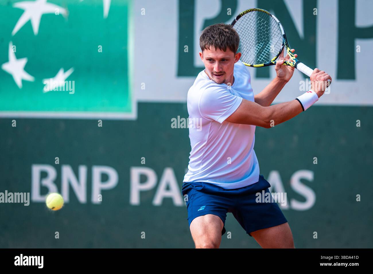 Ugo BLANCHET of France during the qualifying of the Roland-Garros 2025, French Open, Grand Slam ...
