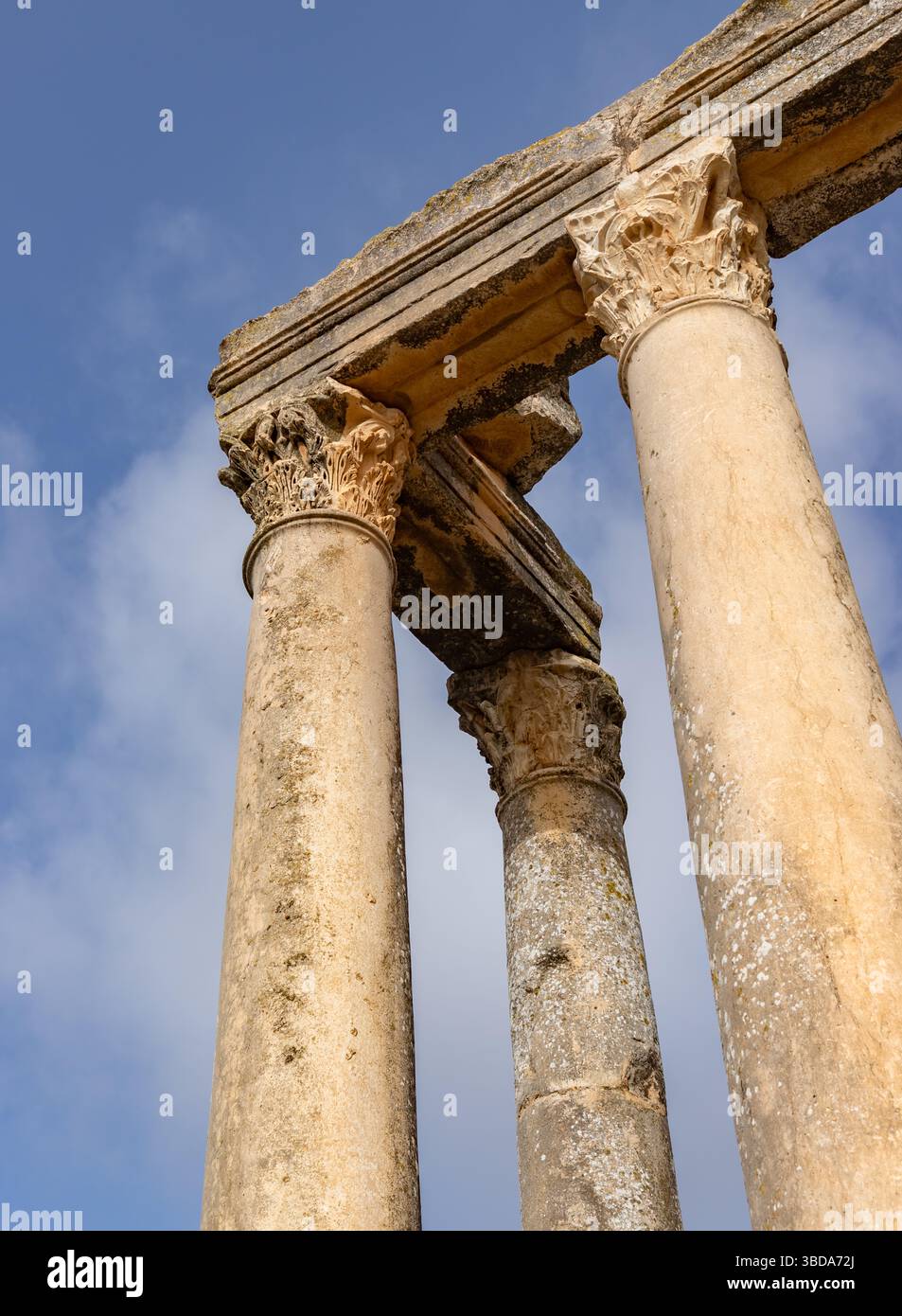 A picture of the Temple of Juno Caelestis at the Dougga Archaeological Site. Stock Photo